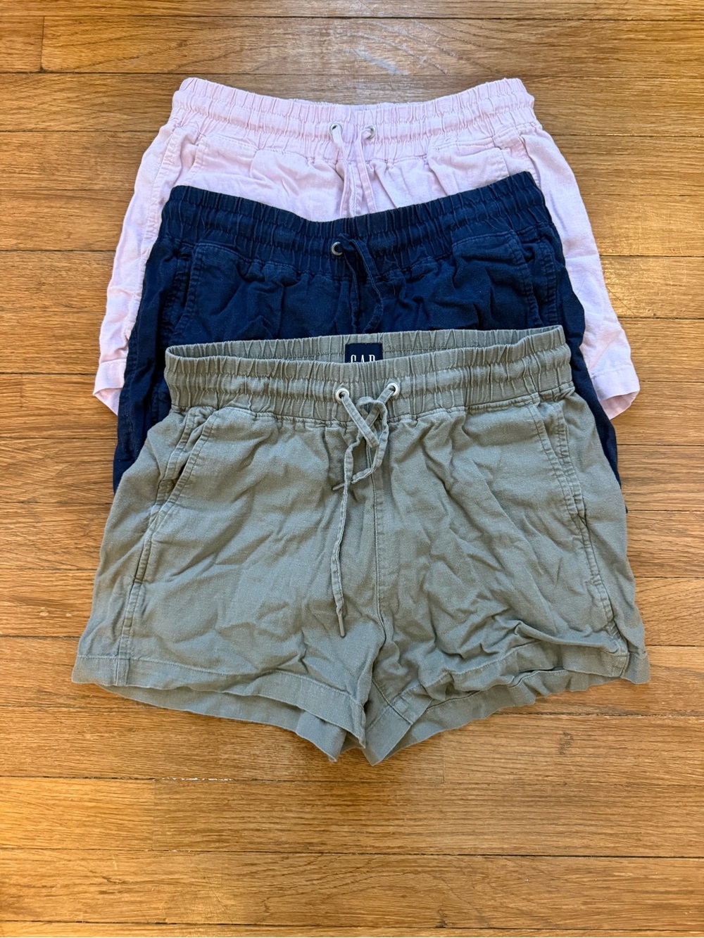 Lot of 3 Gap Women’s Drawstring Linen-Blend Shorts